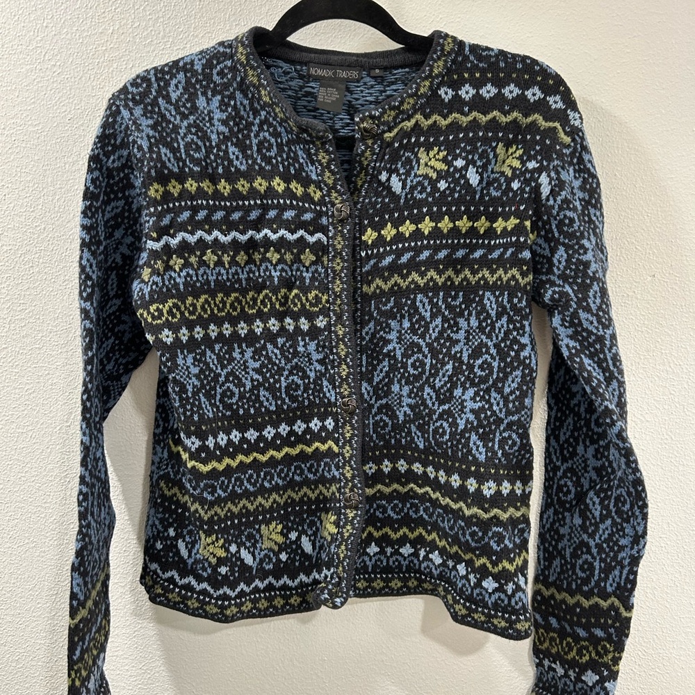 Nomadic Traders Black and Yellow Patterned Cardigan